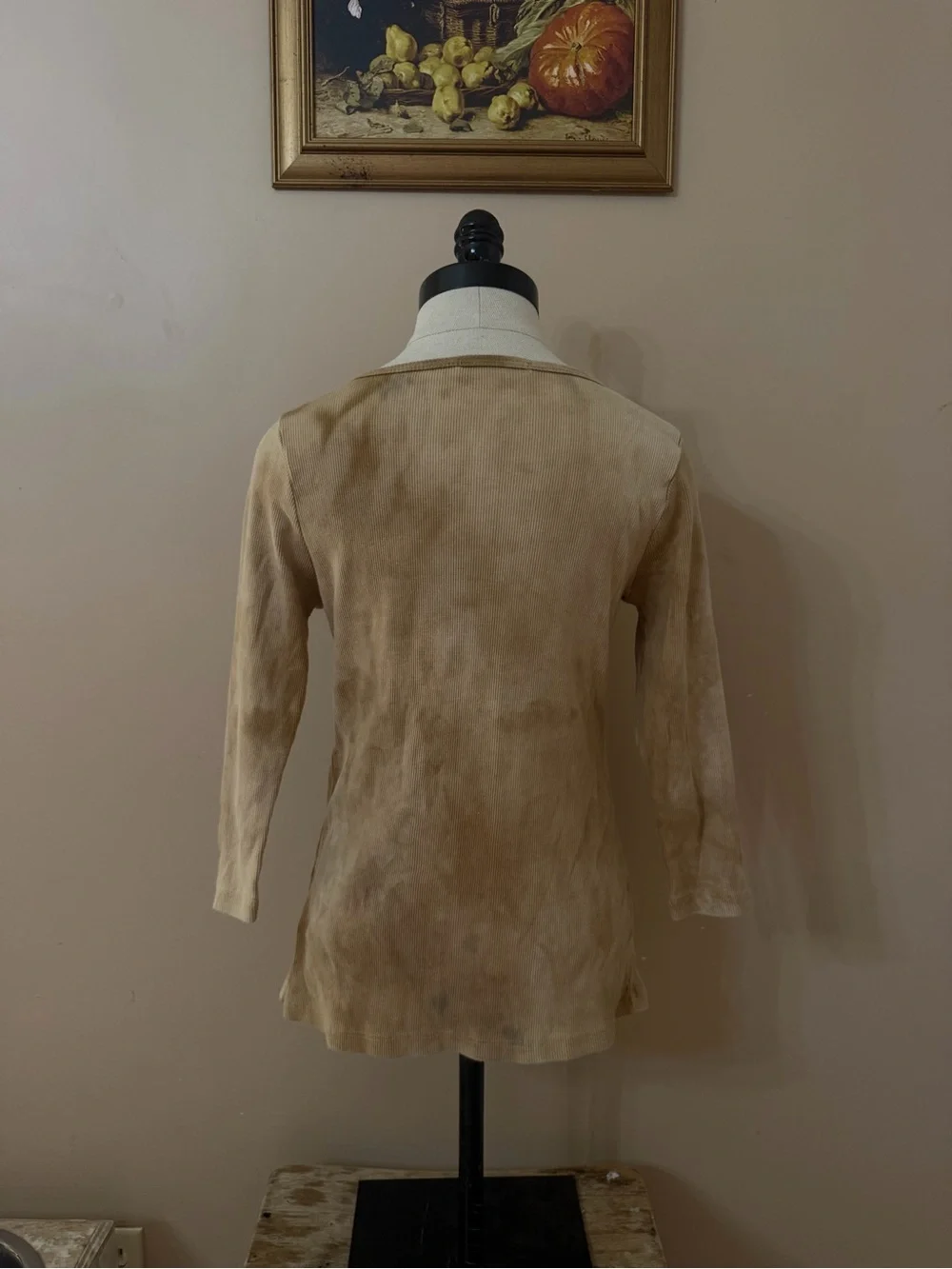 Women's Beige Scoop-Neck Long Sleeve Floral Tee western/boho